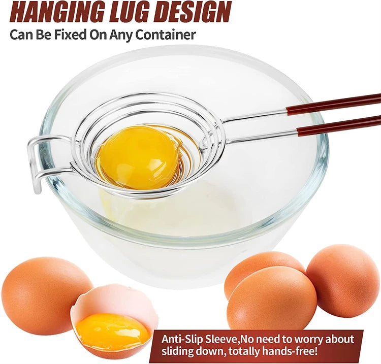 Stainless Steel Egg Separator with Long Handle, Egg Yolk and White Divider