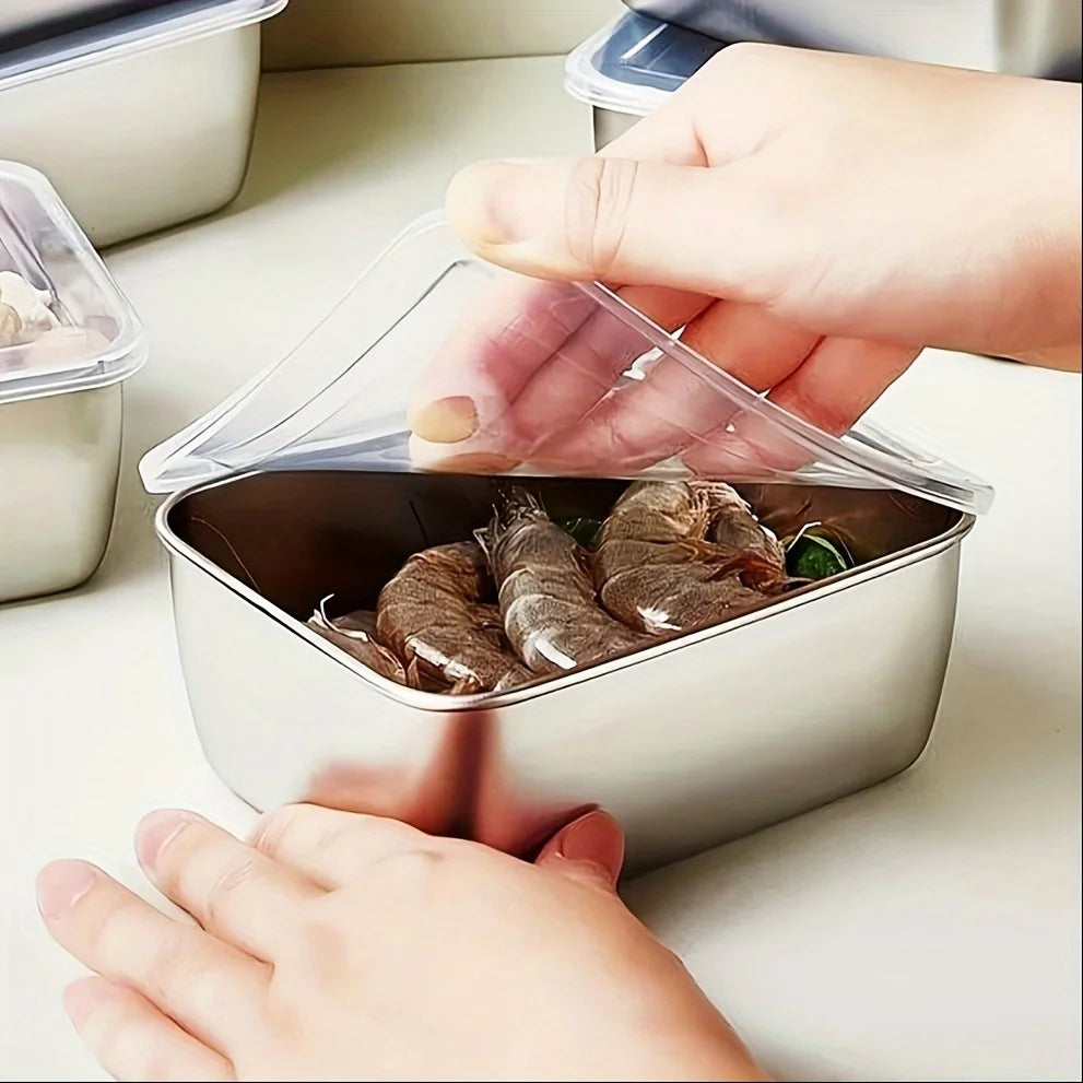 6-Piece Stainless Steel Food Container Set, Leakproof and Stackable