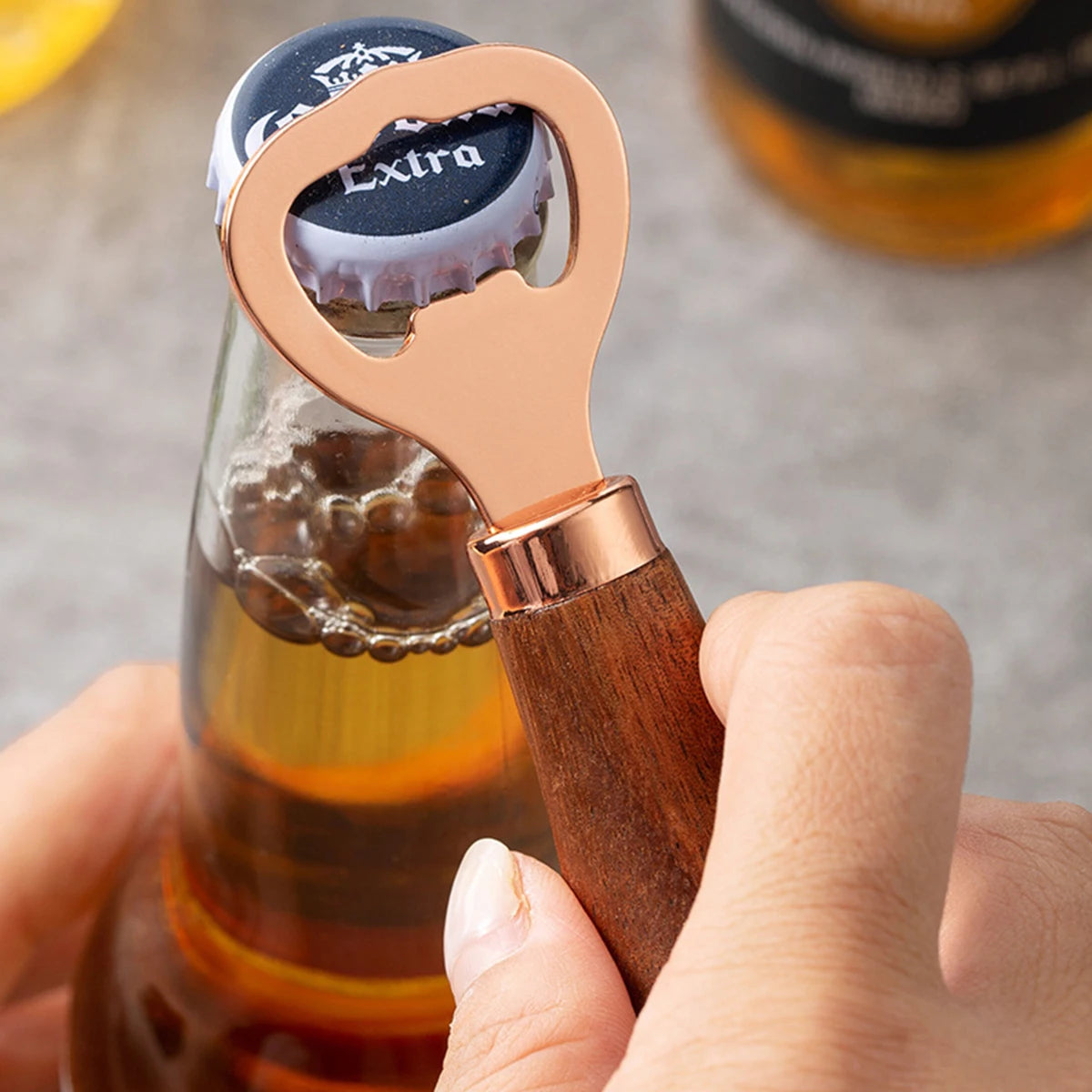 Acacia Wood Handle Bottle Opener, Stainless Steel
