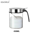 1Pcs Glass Seasoning Jar Stainless Steel Lid With Spoon Condiment Bottle Salt Shaker Kitchen Supplies Storage Set Spice Boxes