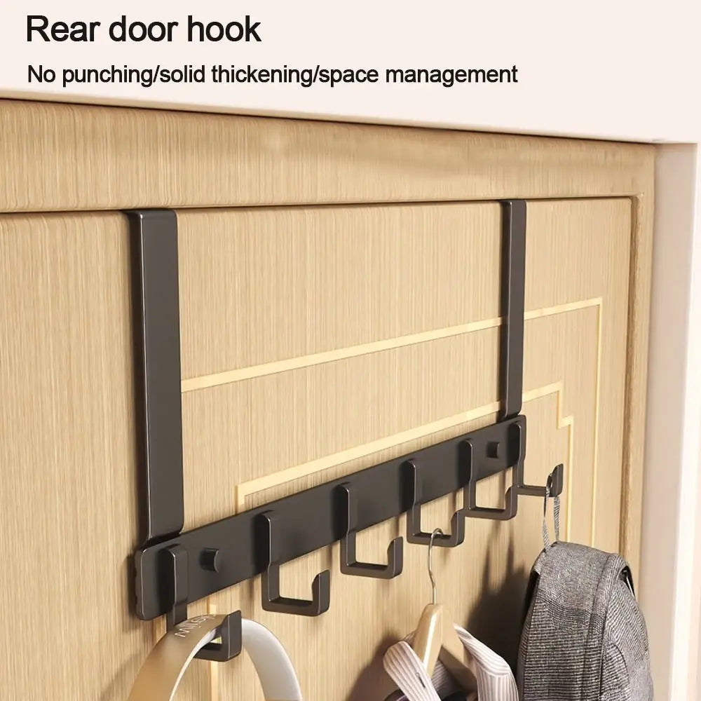 Over-the-Door Hook Rack, 6 Hooks for Coats, Hats and Towels