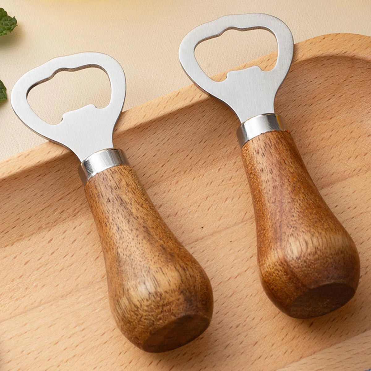 Acacia Wood Handle Bottle Opener, Stainless Steel