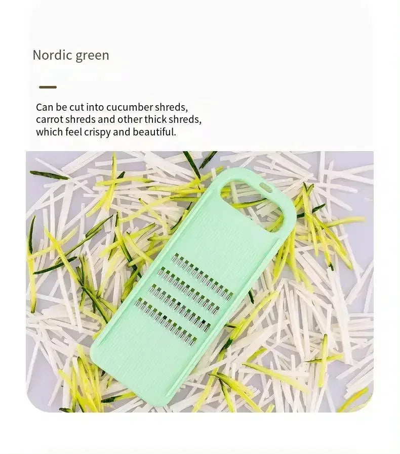 Hand-Held Vegetable Grater and Slicer with Container