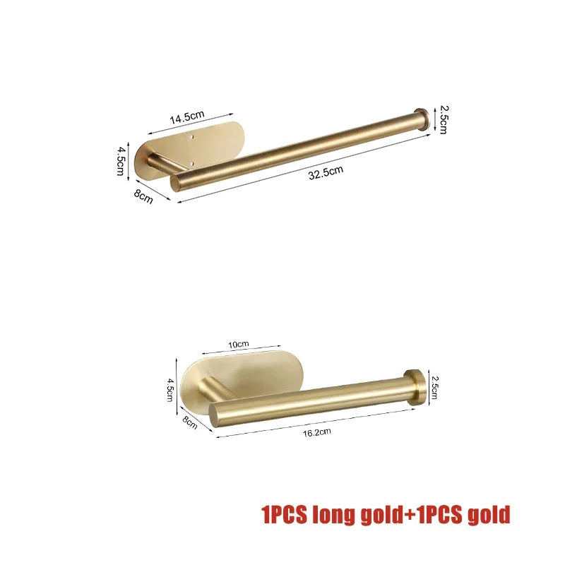 Adhesive Stainless Steel Kitchen Roll and Toilet Paper Holder