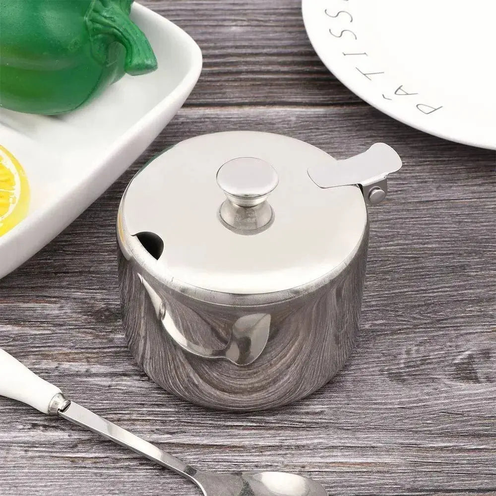 1Pcs Mini Sugar Container with Lid Spoon Sauce Cans Sugar Jam Salt Pot Seasoning Pot Spice Storage Jar Kitchen Supplies