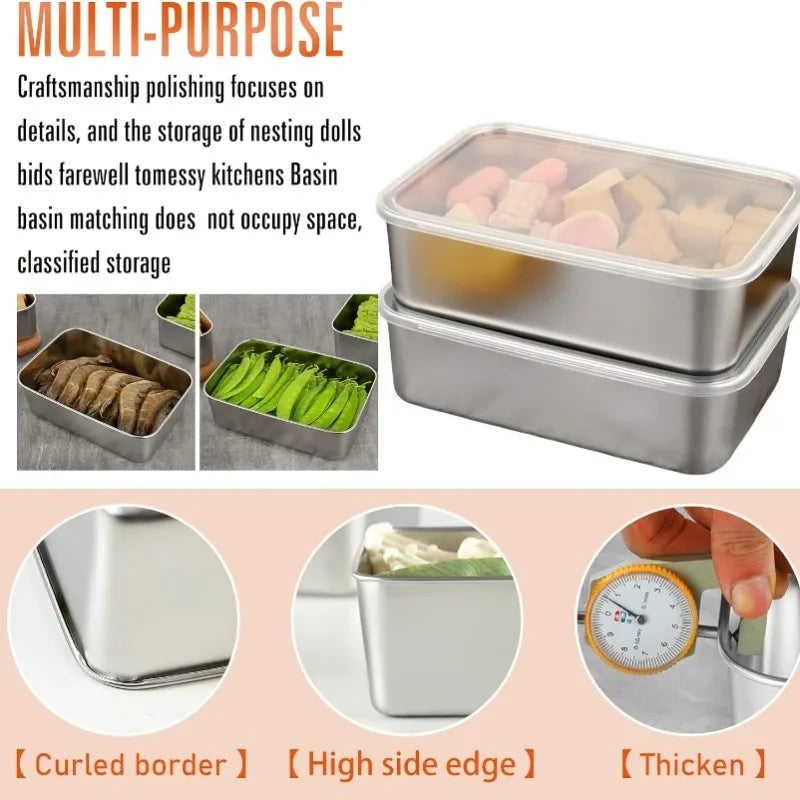 Stainless Steel Food Storage Containers, Set of 5