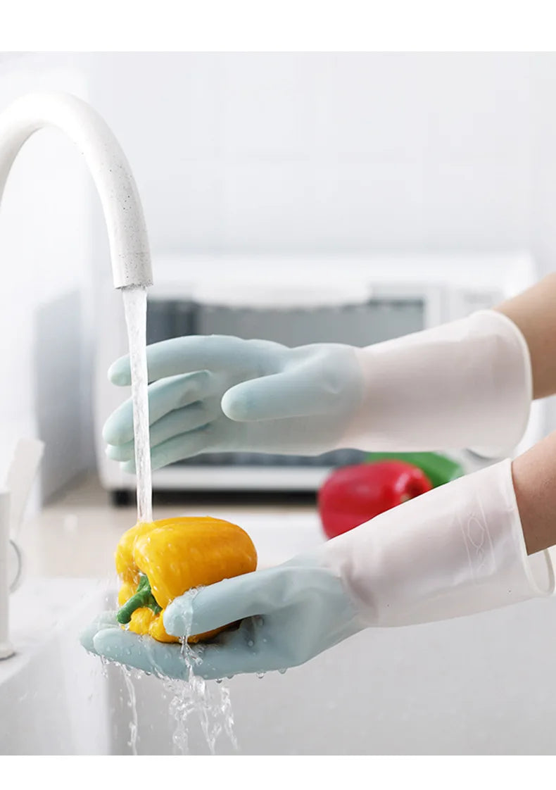 Waterproof Latex Dishwashing Gloves, Thin Household Rubber Cleaning Gloves, S, M or L