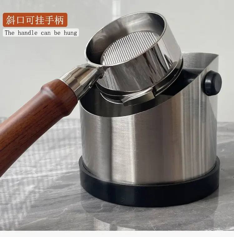Stainless Steel Coffee Knock Box with Non-Slip Rubber Ring