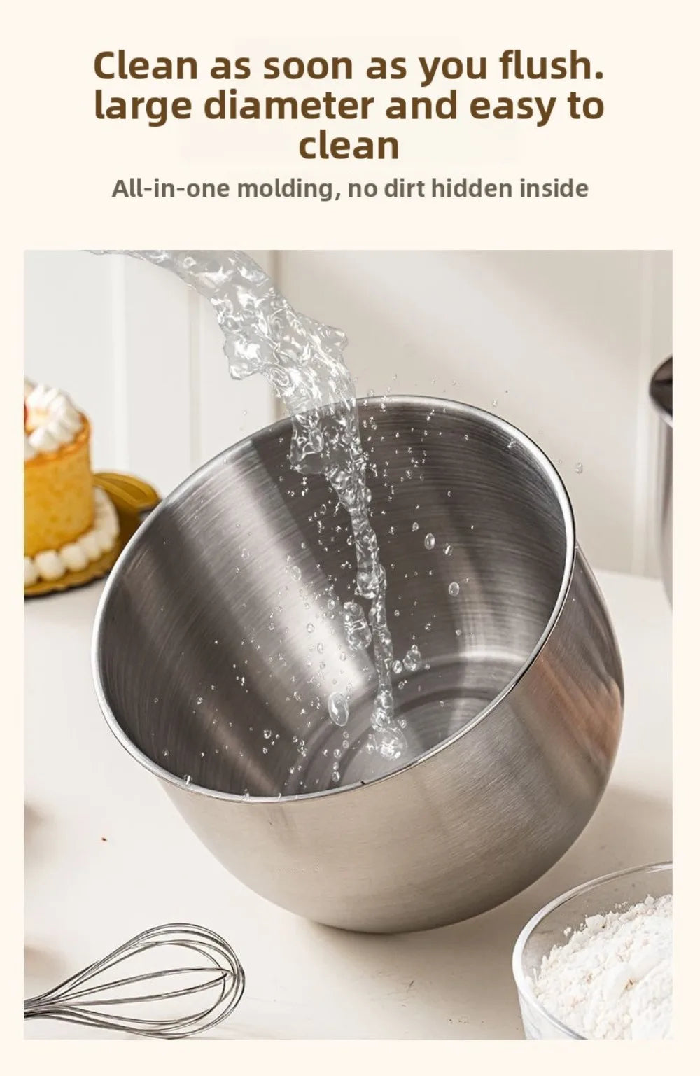 Stainless Steel Mixing Bowl Household Splash Proof Salad Egg Beating Basin Deep Design Bread Cake Fruit Container