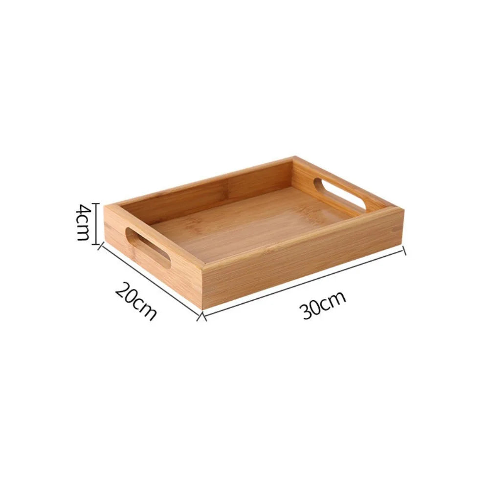 Wooden Rectangular Storage Tray, Serving Plate for Cups, Fruit and Snacks, 6 Sizes