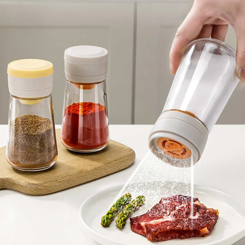 Salt Dispenser No Need Press Salt Tank Glass Sugar Bottle Shaker Canister Kitchen Seasoning Box Moisture-proof Salt Container