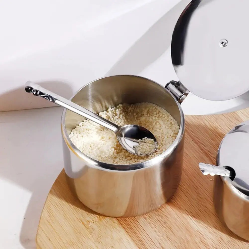1Pcs Mini Sugar Container with Lid Spoon Sauce Cans Sugar Jam Salt Pot Seasoning Pot Spice Storage Jar Kitchen Supplies