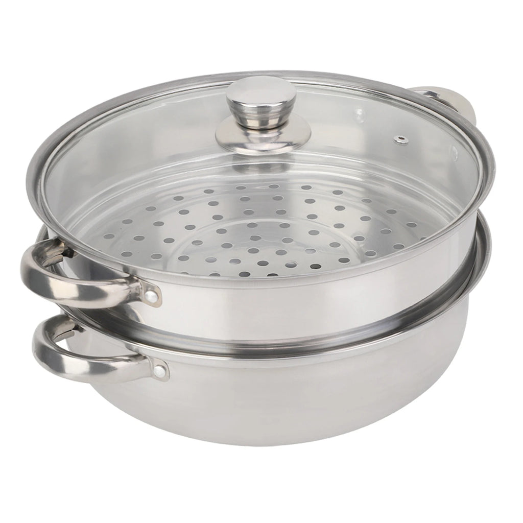 Stainless Steel Cookware 27cm/11in 2-Layer Steamer Pot Cooker Double Boiler Soup Steaming Pot Kitchenware Kitchen Supplies