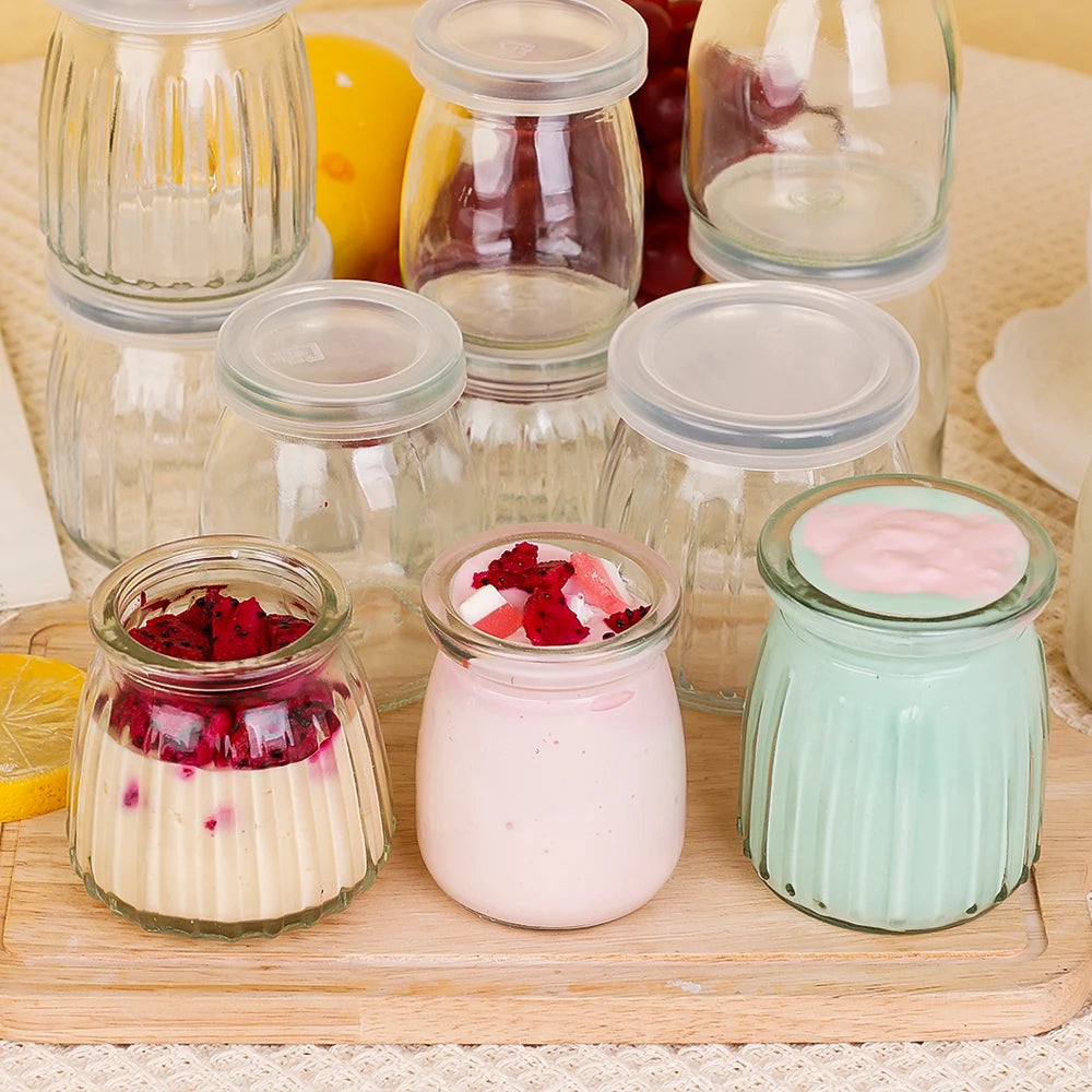 Baking Glass Bottles with Lid Honey Yogurt Pudding Glass Bottle DIY Wishing Bottle Mini Cup Jelly Milk Food Storage Container