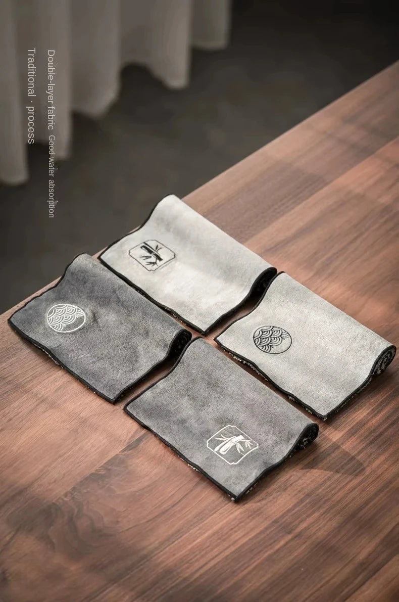 Water Absorption Tea Towel Tea Cloth Thickened Coffee Table Cloth Zen Teaware Towel Cotton Linen Rag Pad Tea Table Accessories