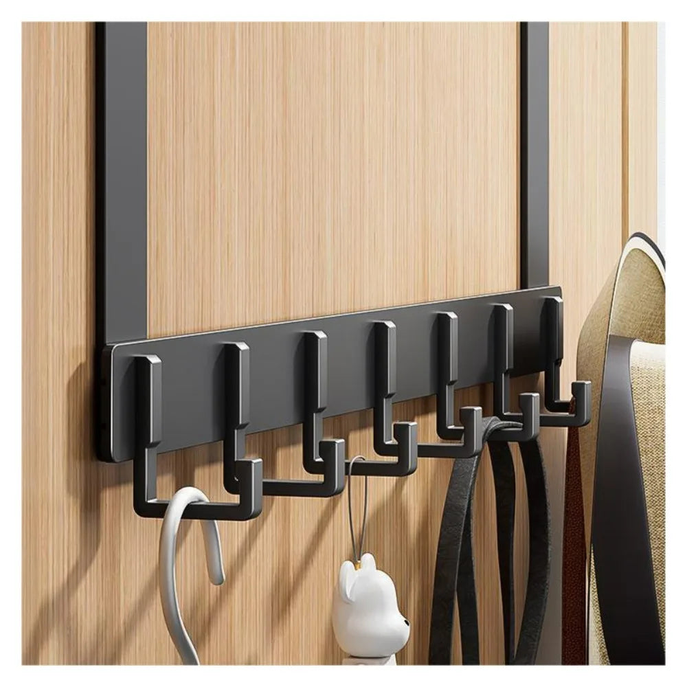 Over-the-Door Hook Rack, 6 Hooks for Coats, Hats and Towels