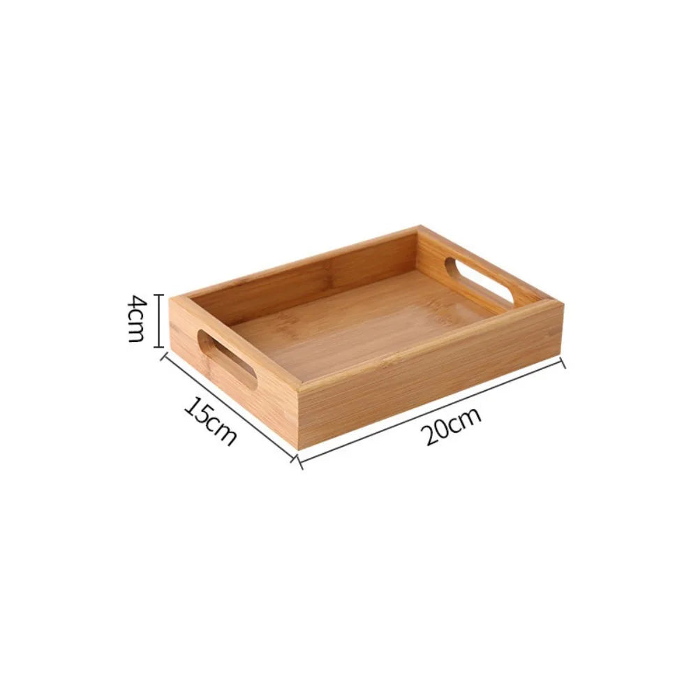 Wooden Rectangular Storage Tray, Serving Plate for Cups, Fruit and Snacks, 6 Sizes