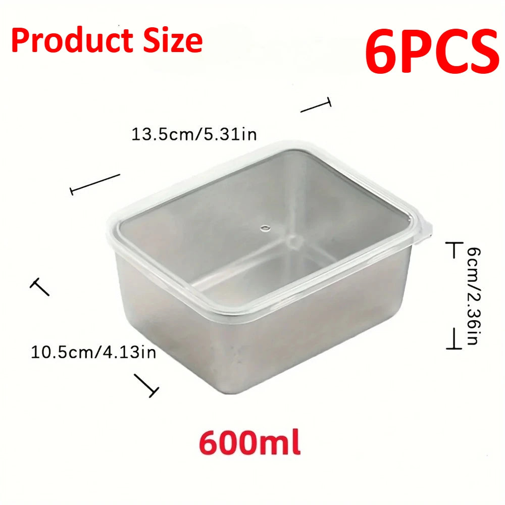 6-Piece Stainless Steel Food Container Set, Leakproof and Stackable