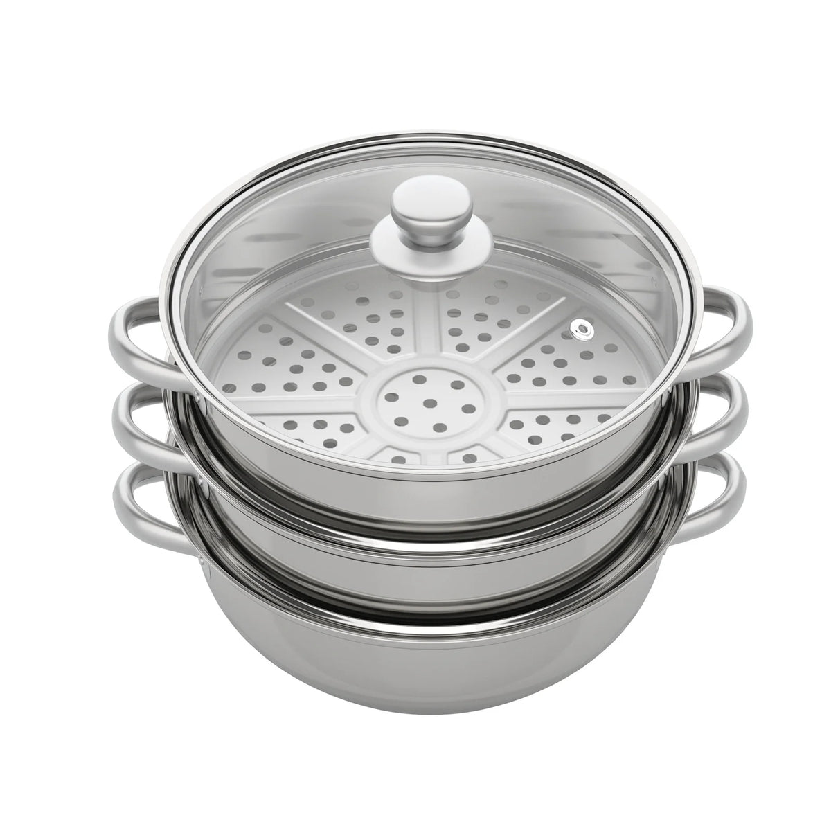 11 Inch 3-Tier Stainless Steel Food Steamer Pot with Lid