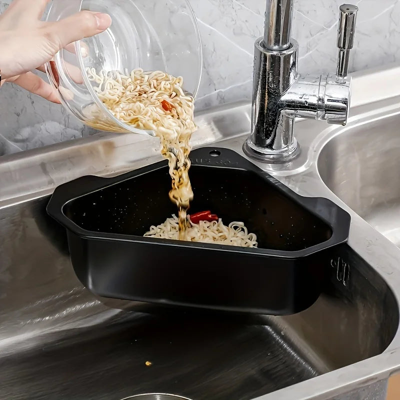 Stainless Steel Triangular Sink Strainer Basket, Silver or Black