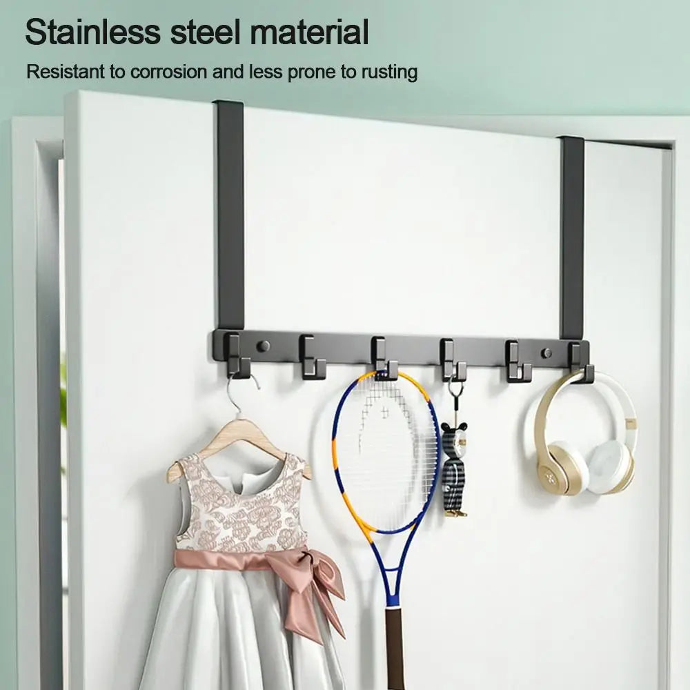 Over-the-Door Hook Rack, 6 Hooks for Coats, Hats and Towels