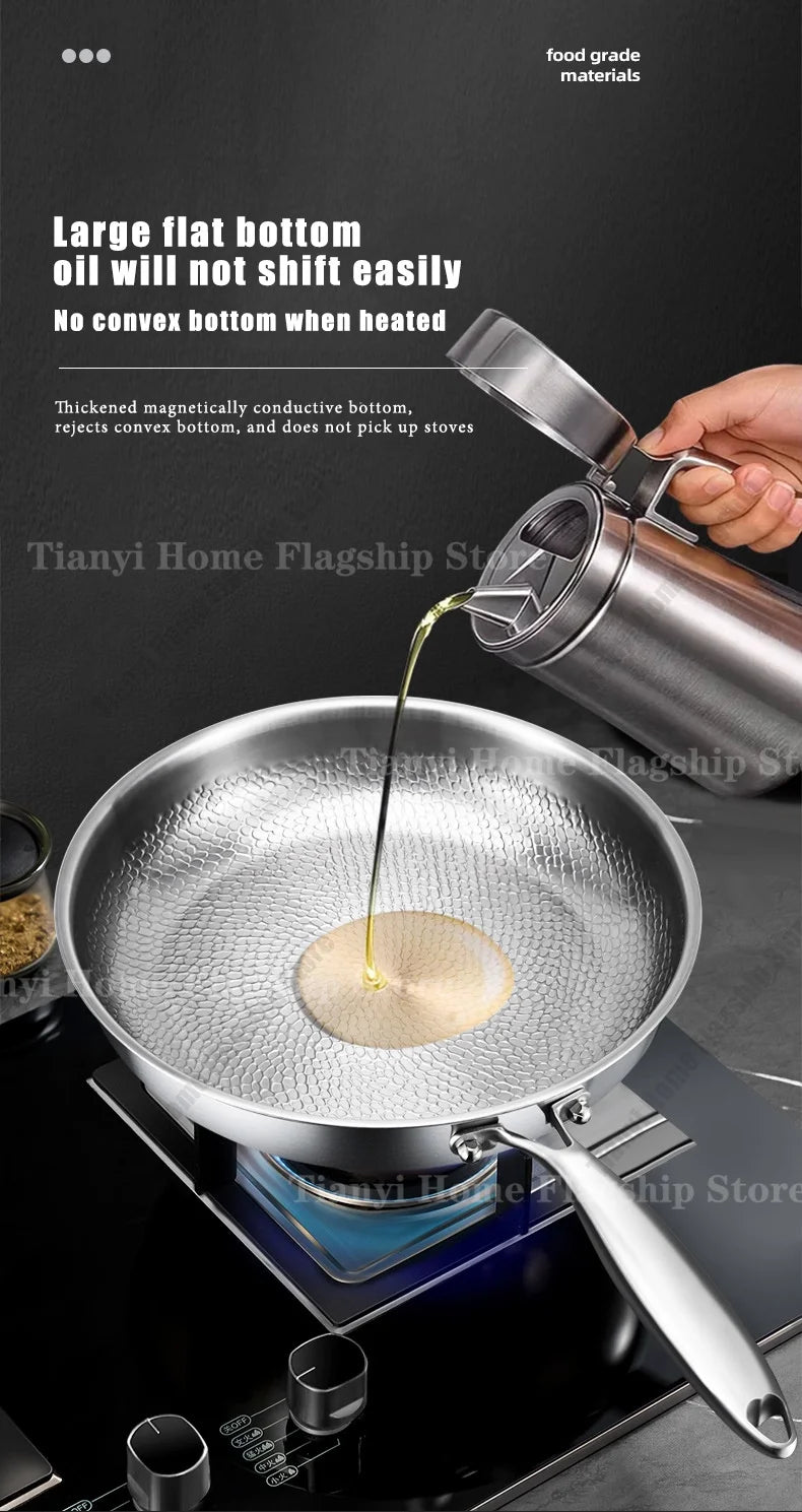 Titanium-Coated Stainless Steel Frying Pan, 22 to 30cm, Gas and Induction