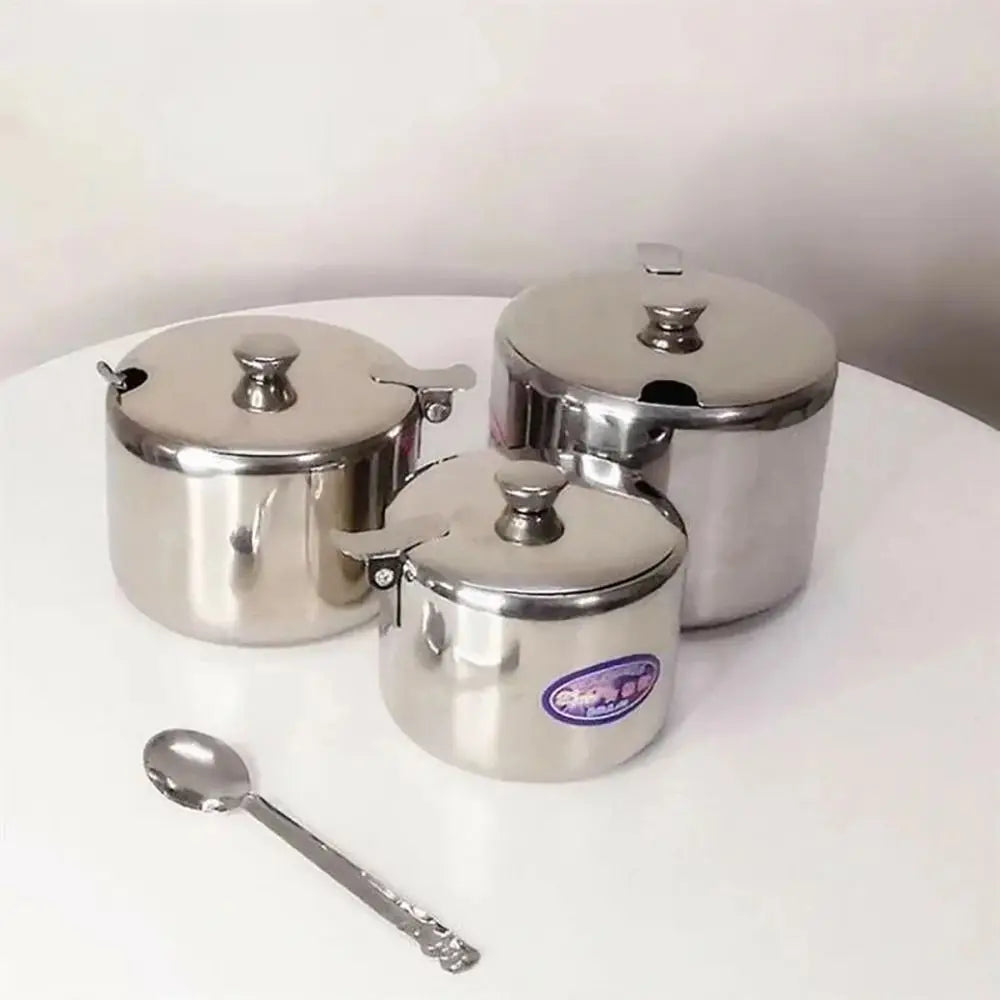 1Pcs Mini Sugar Container with Lid Spoon Sauce Cans Sugar Jam Salt Pot Seasoning Pot Spice Storage Jar Kitchen Supplies