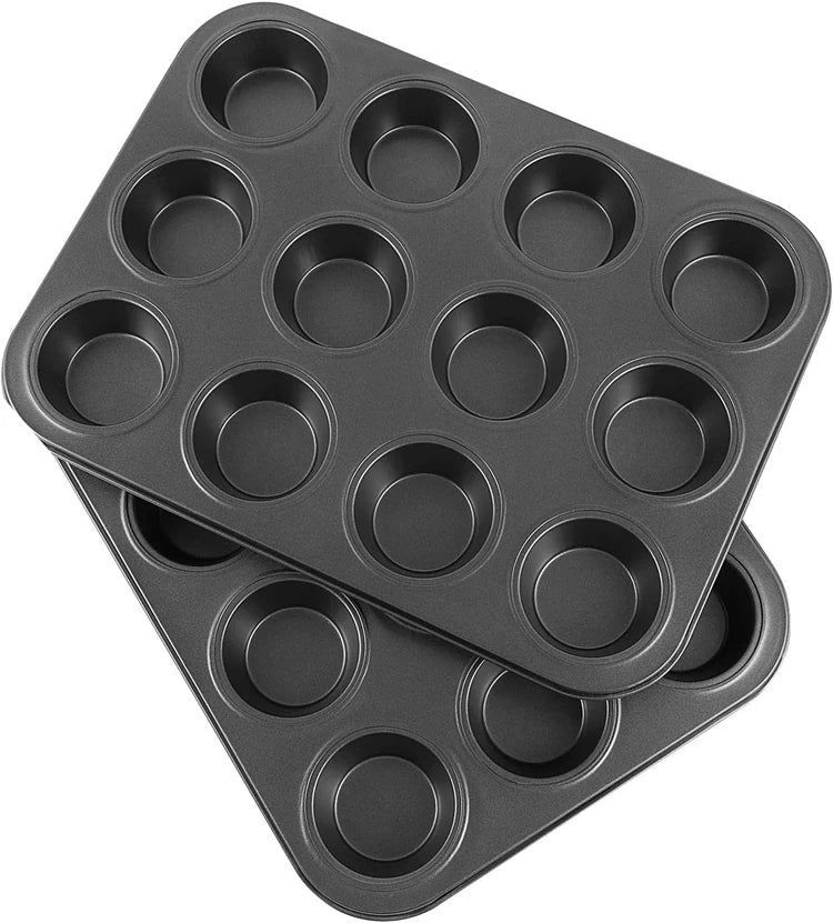 Nonstick 12 Cup Carbon Steel Muffin Tray, Cupcake Baking Pan