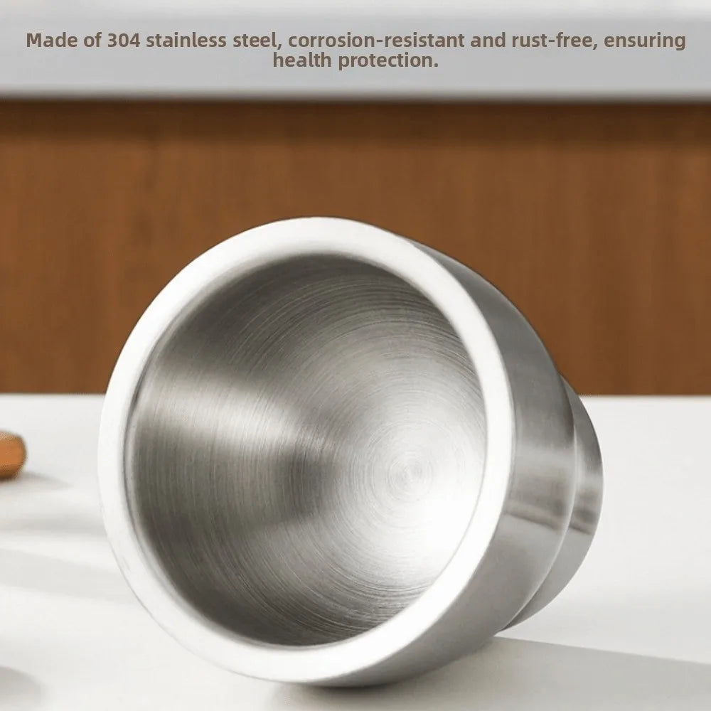 304 Stainless Steel Garlic Masher and Spice Mortar with Pestle