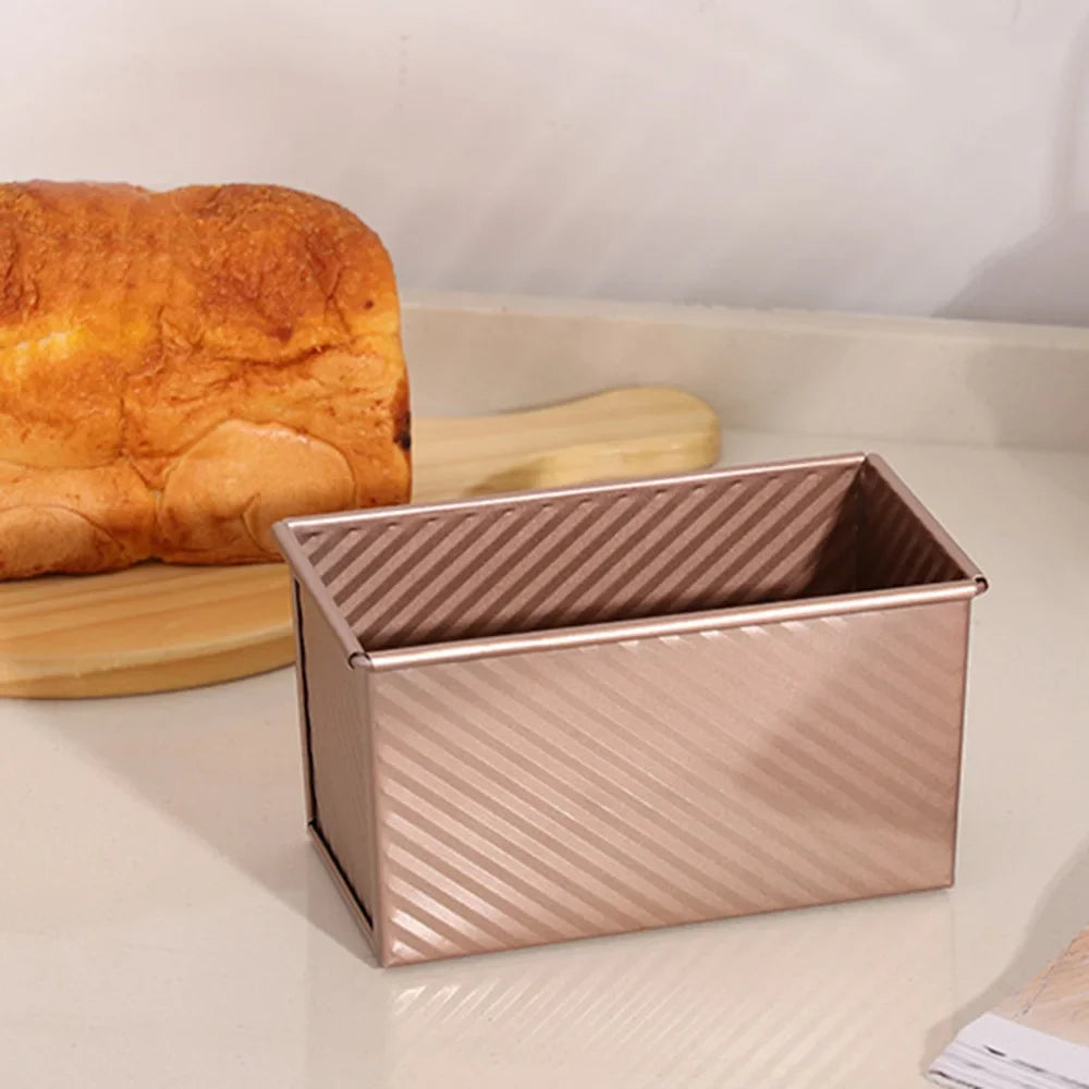 Nonstick Pullman Loaf Pan with Lid, Carbon Steel Corrugated Toast Tin, Small or Large