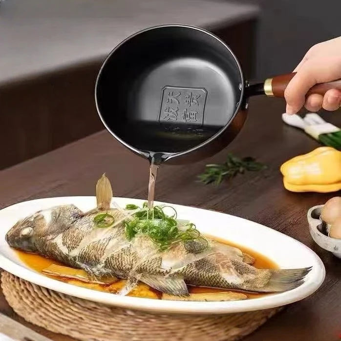 Wooden Handle Milk and Soup Pot, Induction Compatible, With or Without Lid