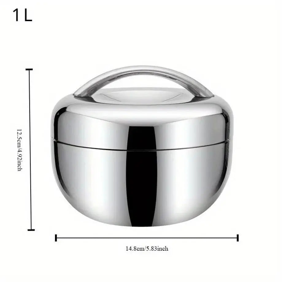 Insulated Stainless Steel Apple Lunch Box with Partition and Lid, 0.8, 1 or 1.3 L