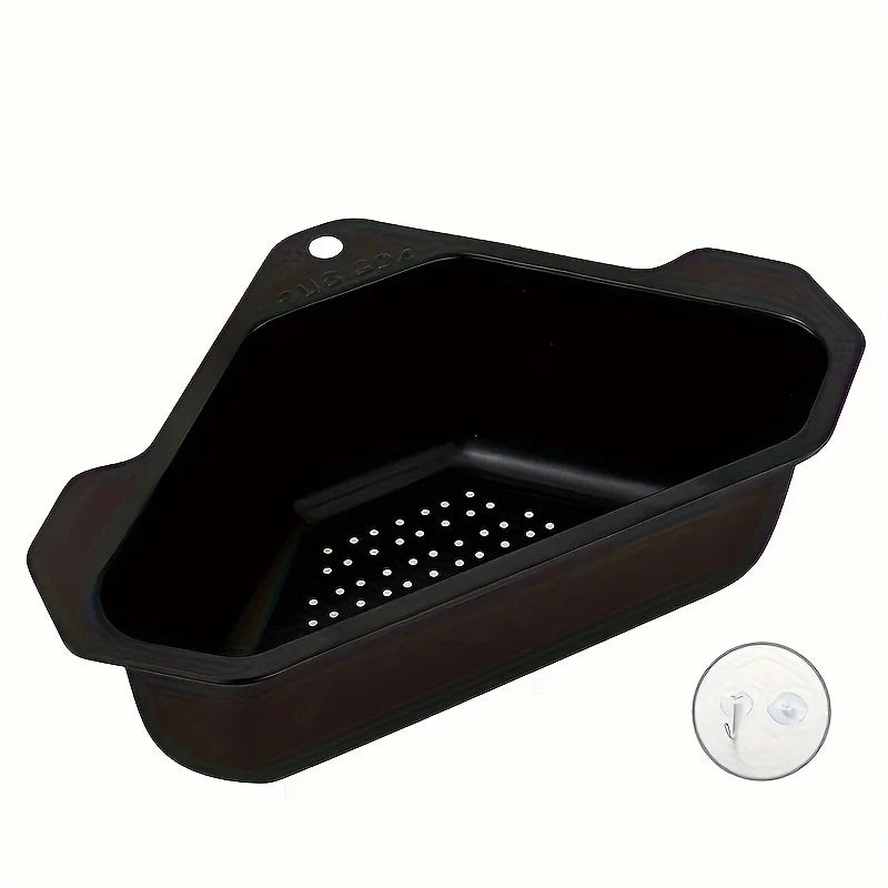 Stainless Steel Triangular Sink Strainer Basket, Silver or Black