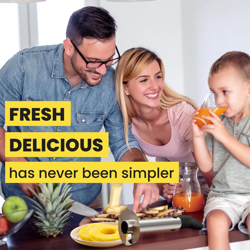 Pineapple Corer and Slicer Tool - Sharp Pineapple Cutter with Serrated Tips Easy to Use and Clean - Stainless Steel Core Remover