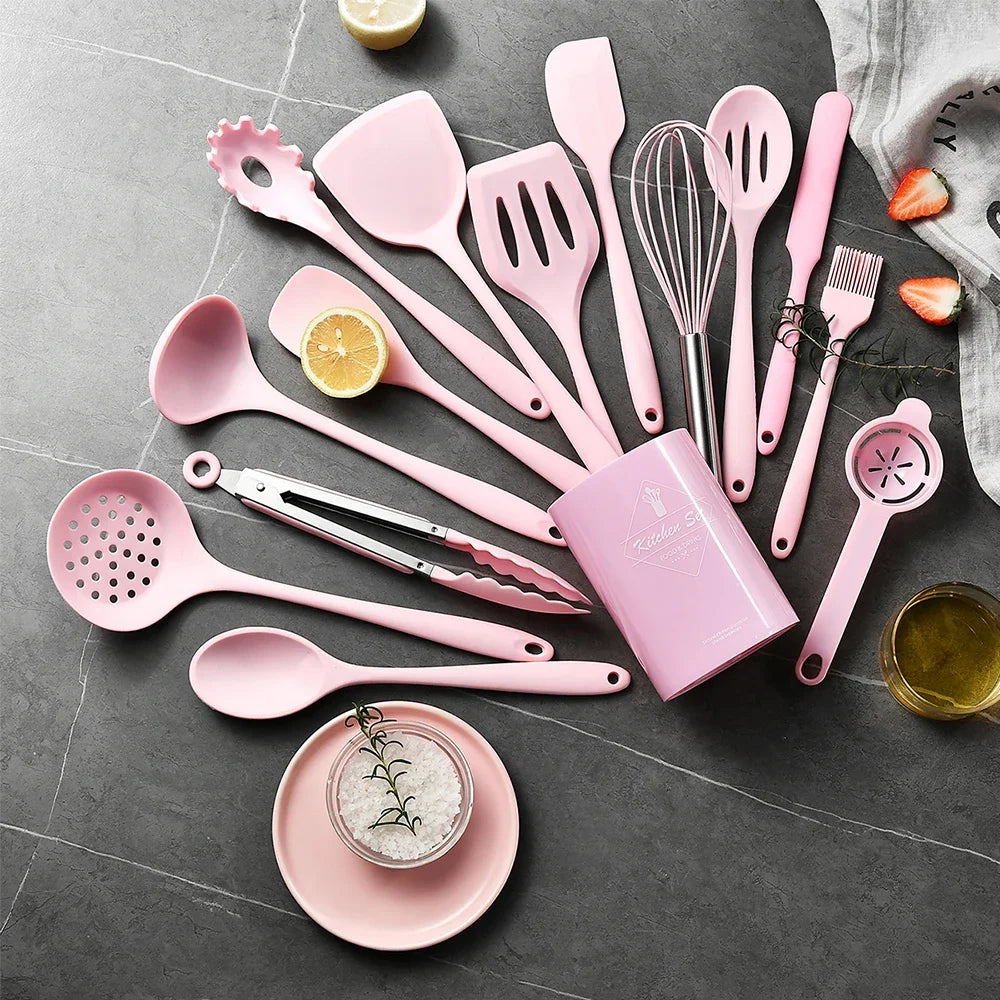 15-Piece Silicone Cooking Utensil Set, Turner, Spatula and Spoons