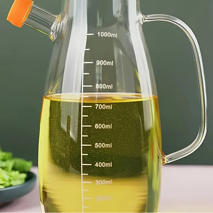 KEMORELA 1PC Glass Olive Oil Bottle BPF Oil Leak-Proof Bottle Kitchen Outdoor BBQ Picnic Condiment Container Kitchen Supplies