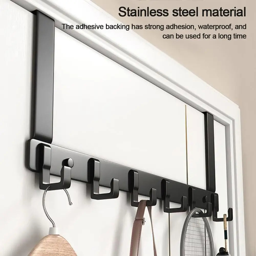 Over-the-Door Hook Rack, 6 Hooks for Coats, Hats and Towels