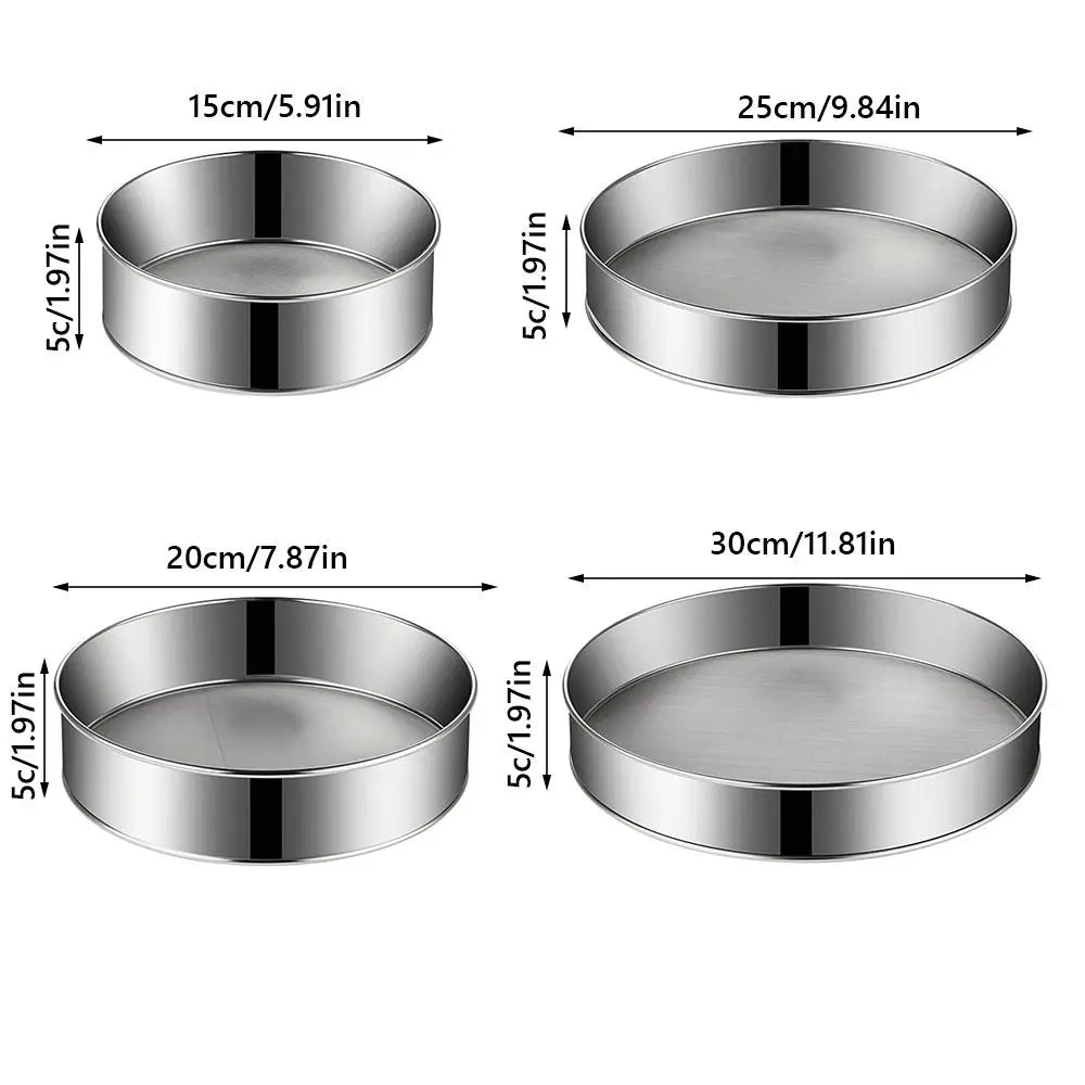 Stainless Steel Flour Sieve, Ultra-Fine 60 Mesh, 15 to 30cm
