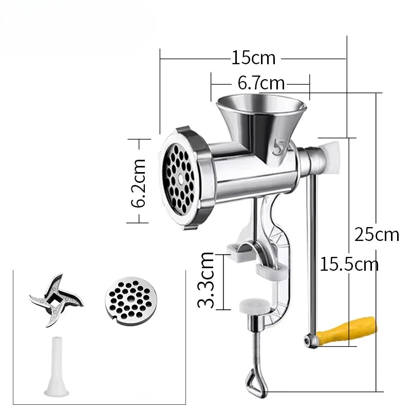 Manual Meat Grinder, Hand Crank Mincer and Sausage Stuffer with Table Clamp