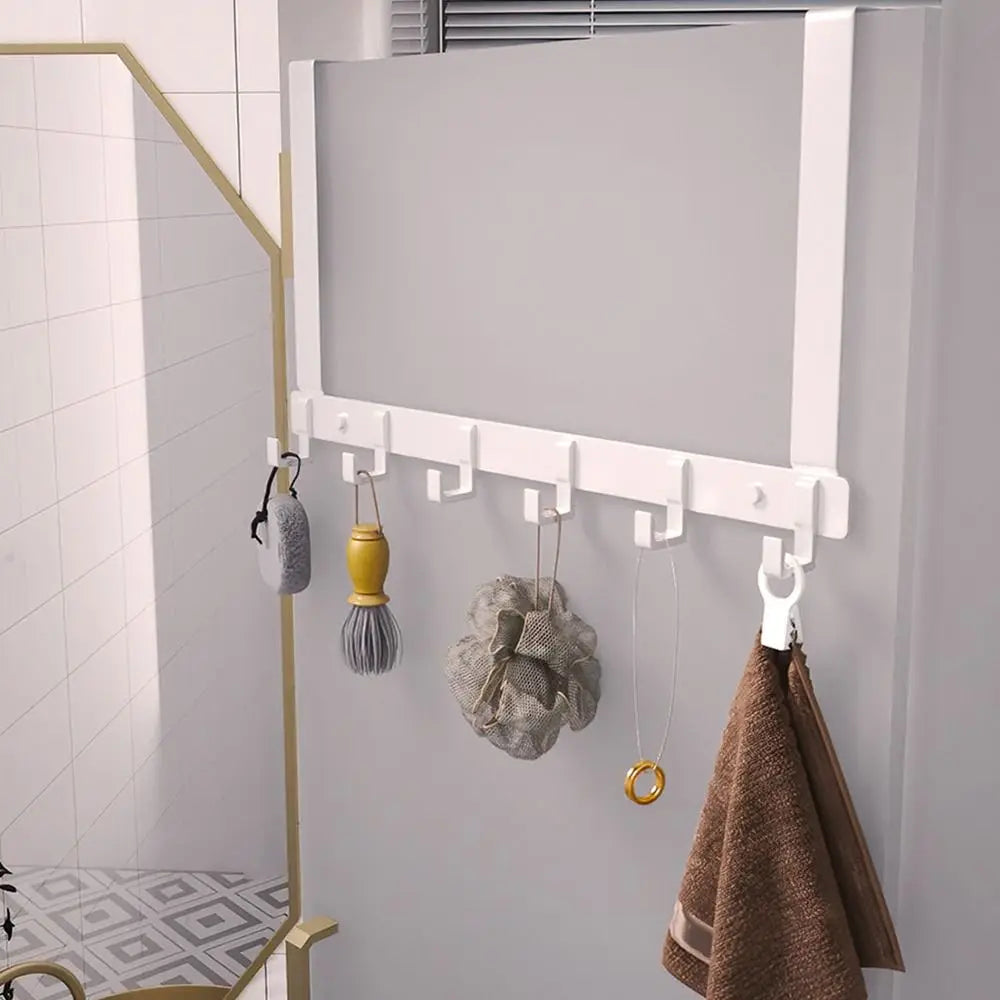 Over-the-Door Hook Rack, 6 Hooks for Coats, Hats and Towels