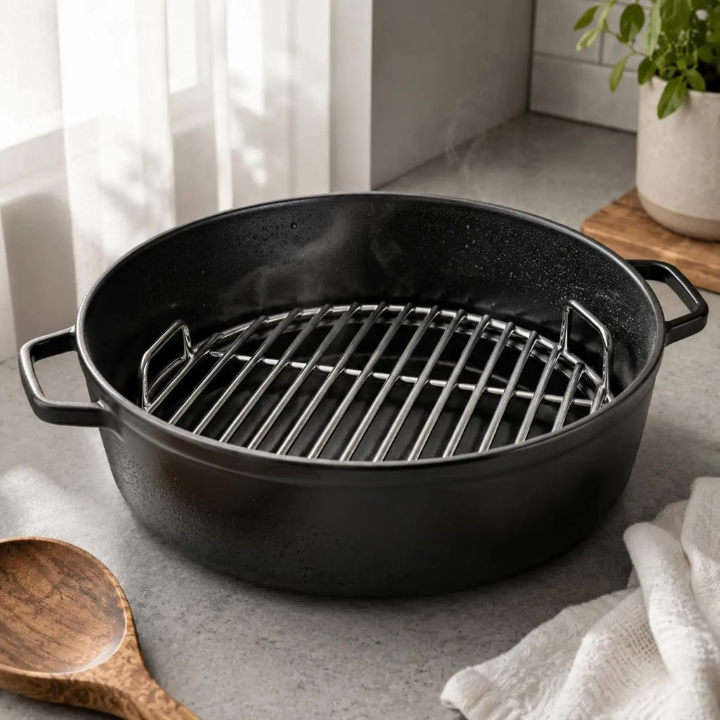 Barbecue Grill Rack Stainless Steel Circular Grate with Handles Grill Tool for Roasted Meat Outdoor BBQ