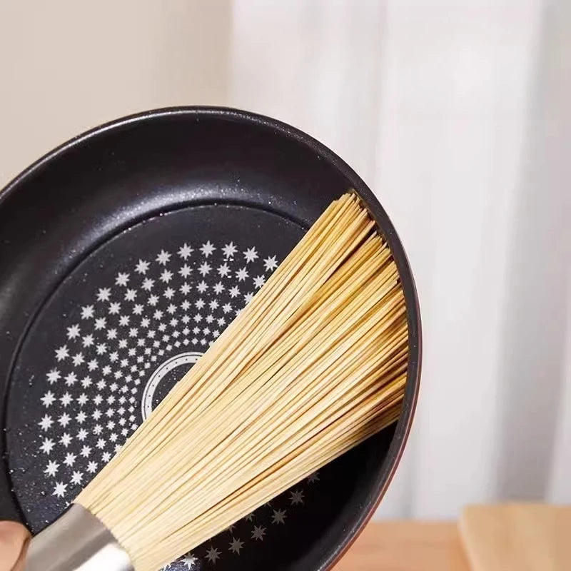 1Pc Bamboo Dish Brush Oil-Resistant, Stain-Removing Pot Scrubber Handcrafted Wooden Handle Kitchen Cleaning