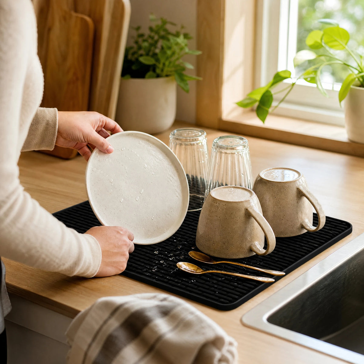 Silicone Stove Top Cover and Dish Drying Mat, 70x50cm, 3mm