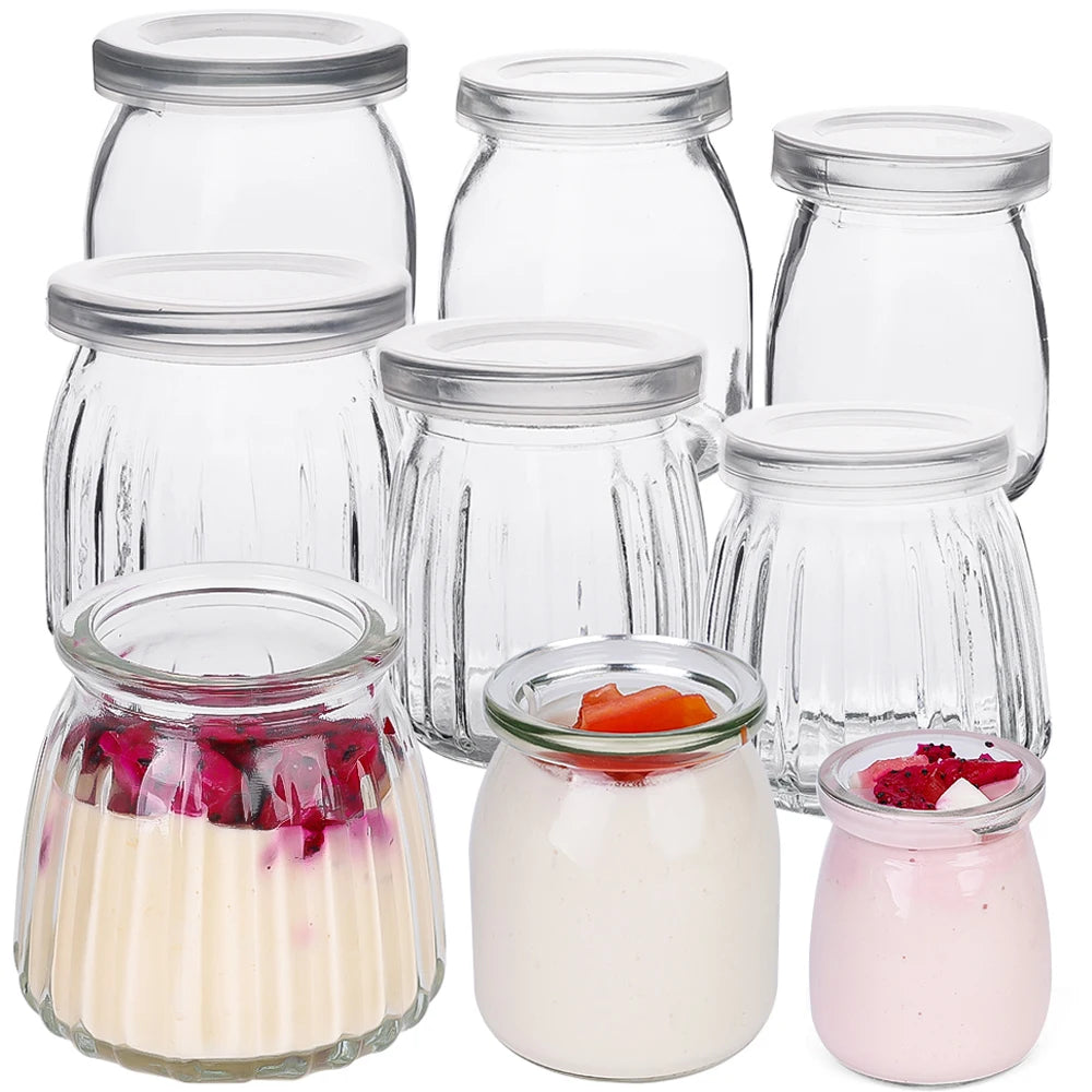 Baking Glass Bottles with Lid Honey Yogurt Pudding Glass Bottle DIY Wishing Bottle Mini Cup Jelly Milk Food Storage Container
