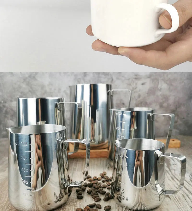 Stainless Steel Milk Frothing Jug, 100ml to 600ml