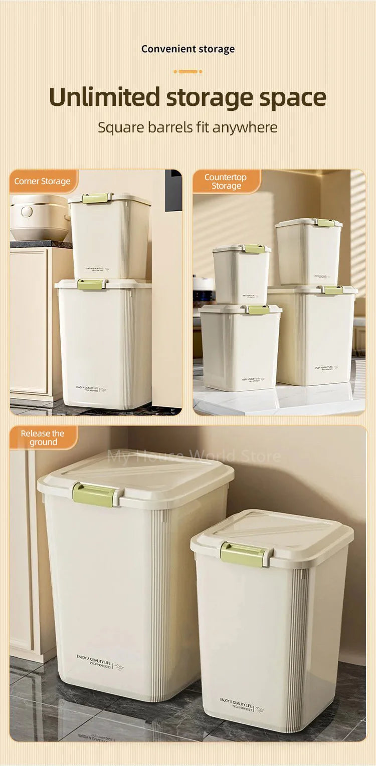 Airtight Rice Storage Container with Measuring Cup, 5kg or 10kg