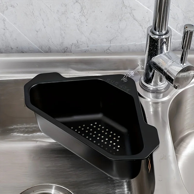 Stainless Steel Triangular Sink Strainer Basket, Silver or Black
