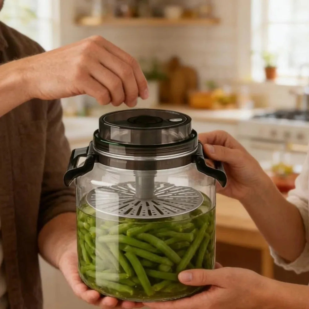Large Capacity Pickle Jars With Lids Food Grade Sealed Airtight Storage Pitcher Leak-Proof With Handle Hermetic Food Box