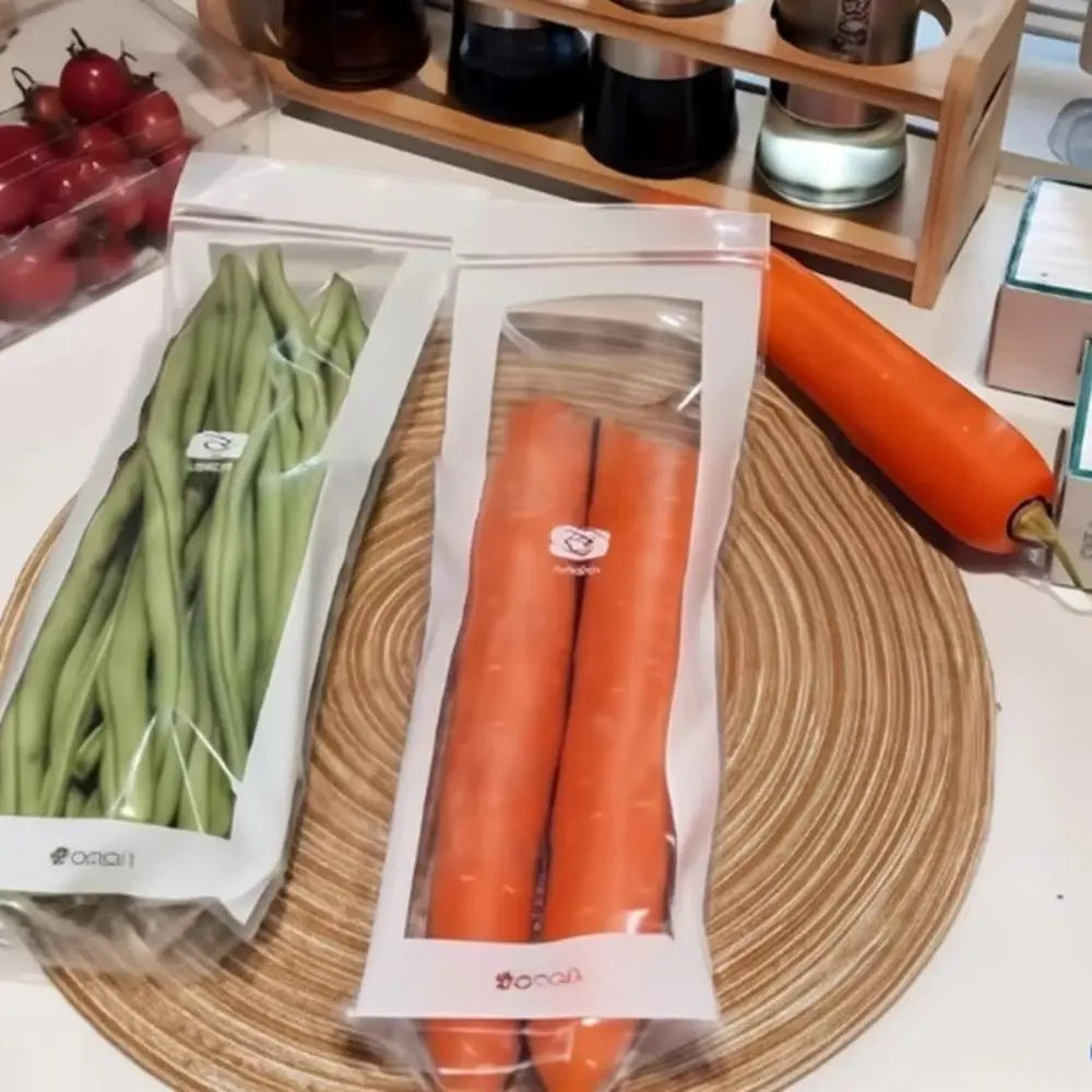 15/50Pcs Reusable Food Sealing Bags Moisture-proof Thickened Fruits Vegetables Fresh-keep Bags Long Strip Leakproof