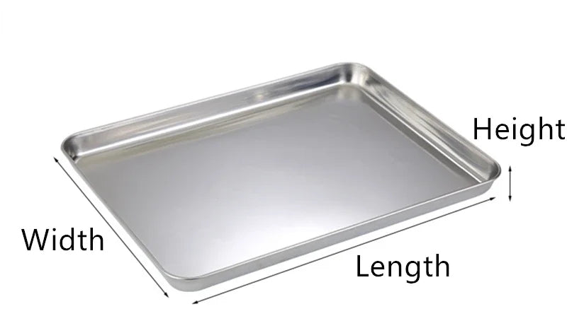 Stainless Steel Rectangle Food Storage Trays Sausage Noodles Fruit Dish Pastry Baking Plates for Restaurant Hotel Kitchen